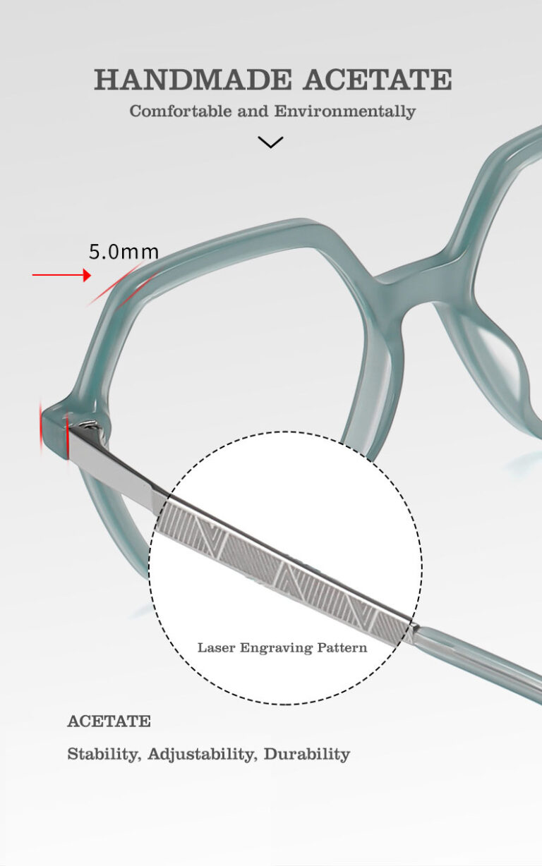 กรอบแว่นอะซิเตททรงเรขาคณิตสั่งทำพิเศษสำหรับผู้หญิง